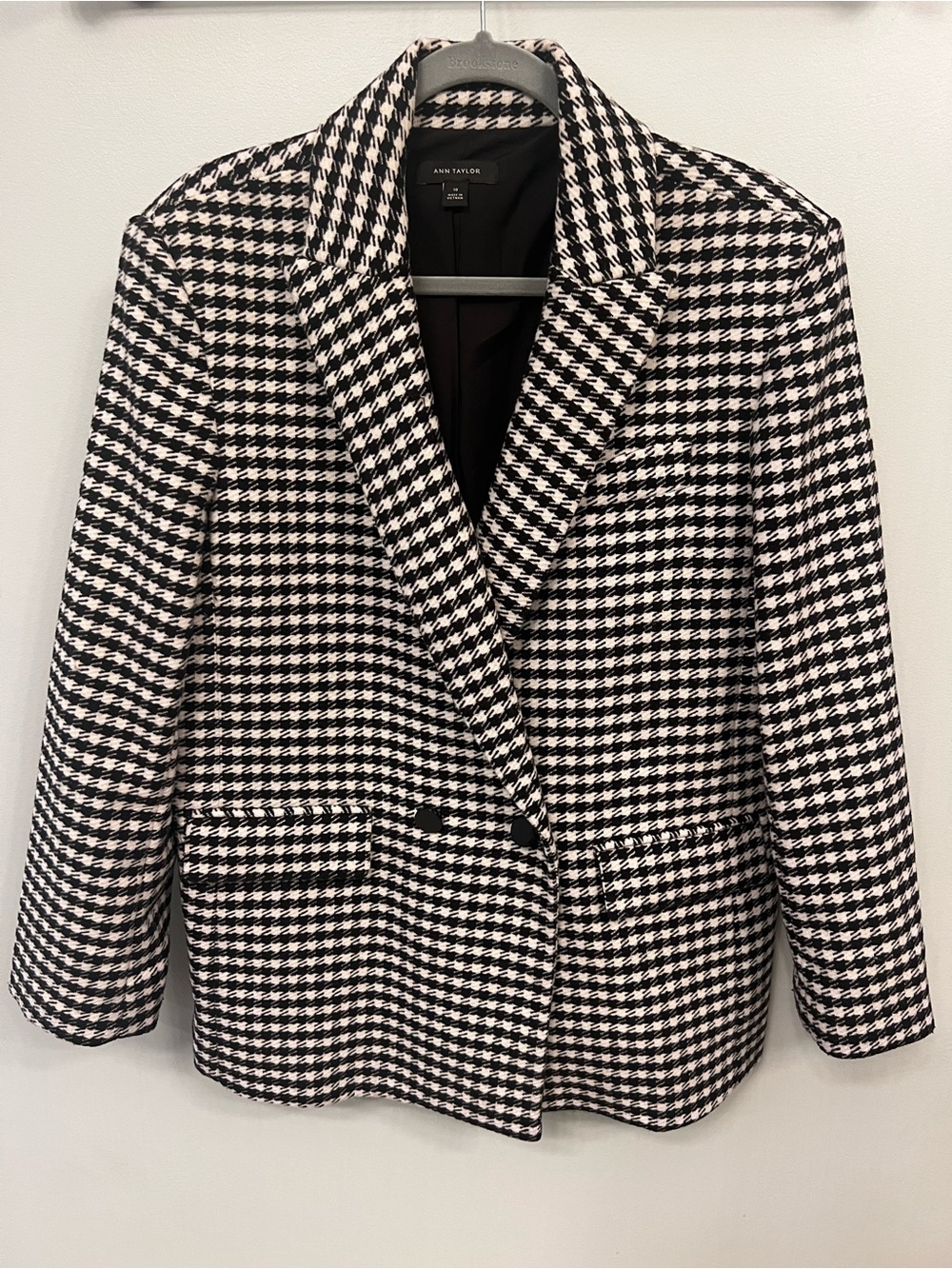 Ann Taylor Black‎ & White Oversized Houndstooth Blazer Coat